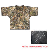 Majestik Men's F Terry Pearl & Rhinestone Studded Tee Hunter Camo