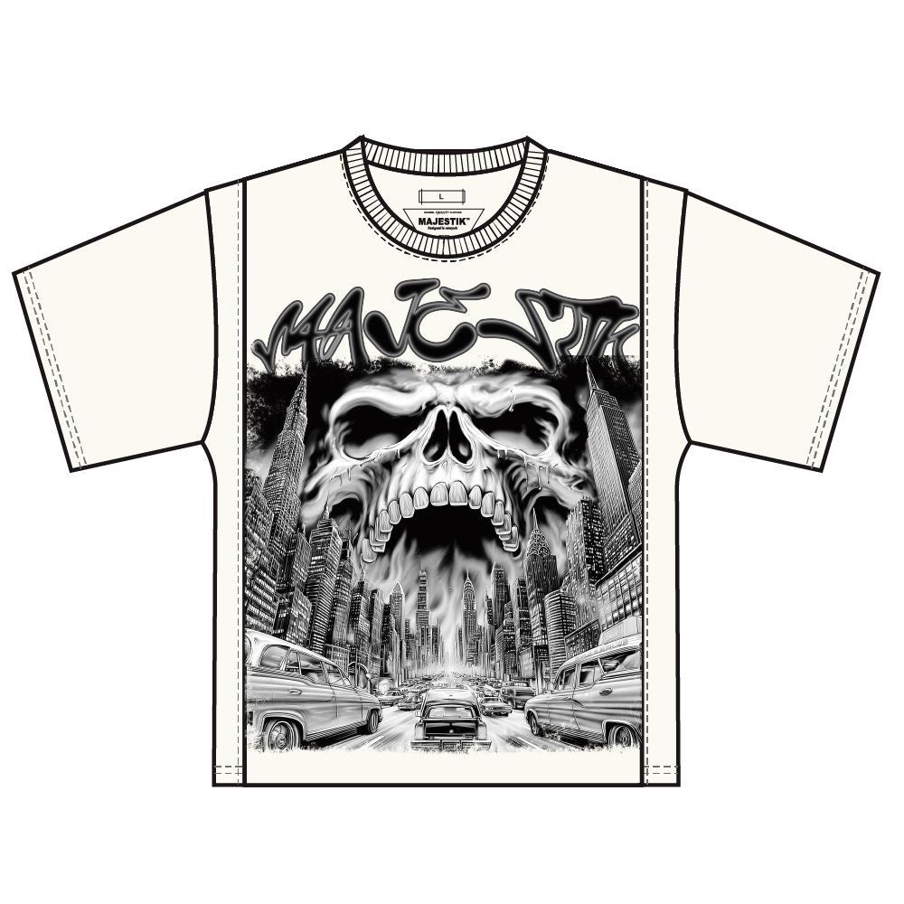 Majestik Men's Tapestry Rhinestone Mixed Tee Cream