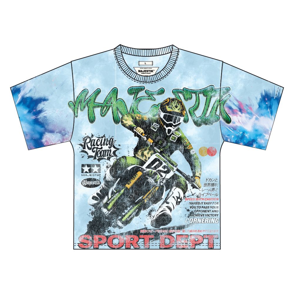 Majestik Men's Tapestry Rhinestone Tee Light Blue