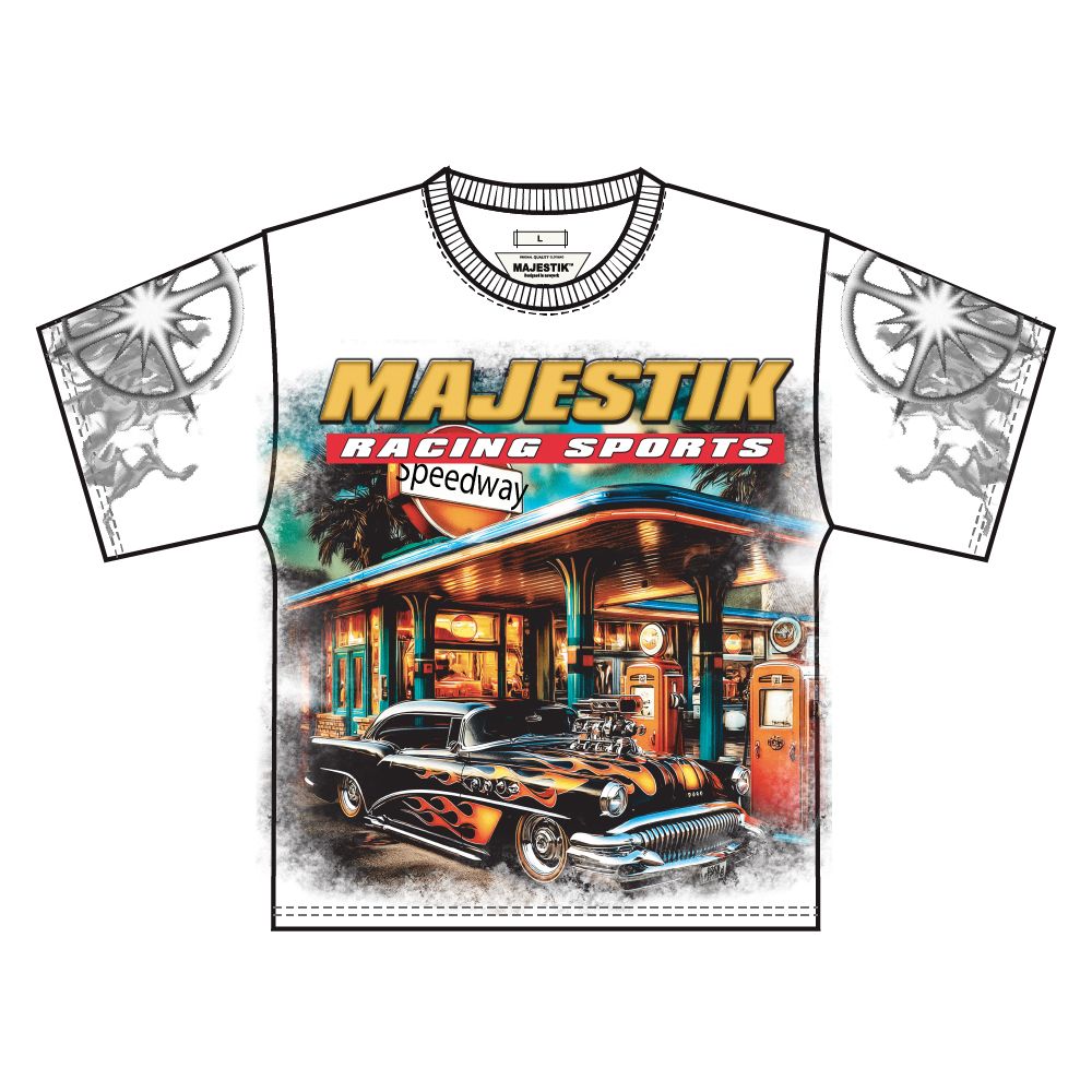 Majestik Men's Tapestry Jersey Rhinestone Stone Tee Cream