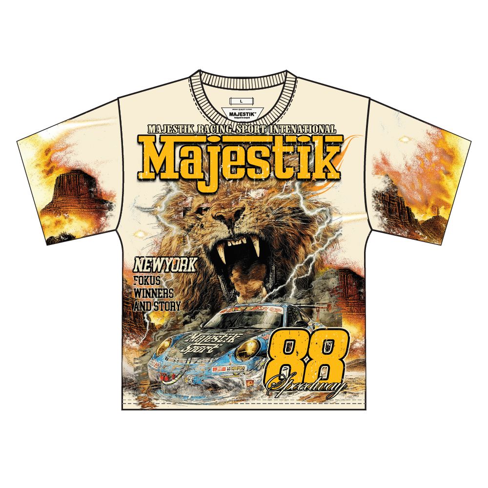 Majestik Men's Tapestry Jersey Rhinestone Stone Tee Egg Shell