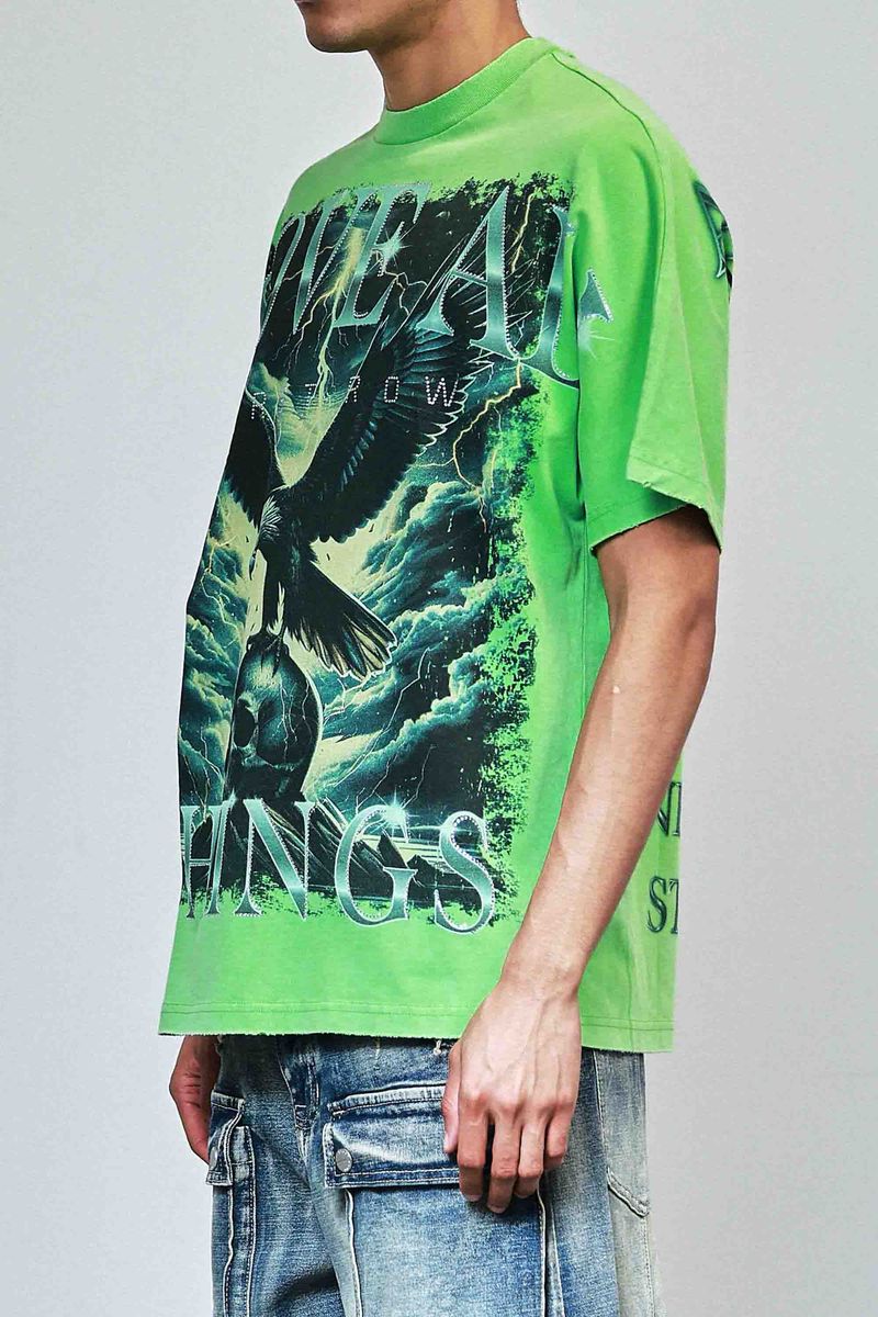 First Row Above All Things Ready To Asgent Tee Neon Green