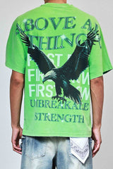 First Row Above All Things Ready To Asgent Tee Neon Green