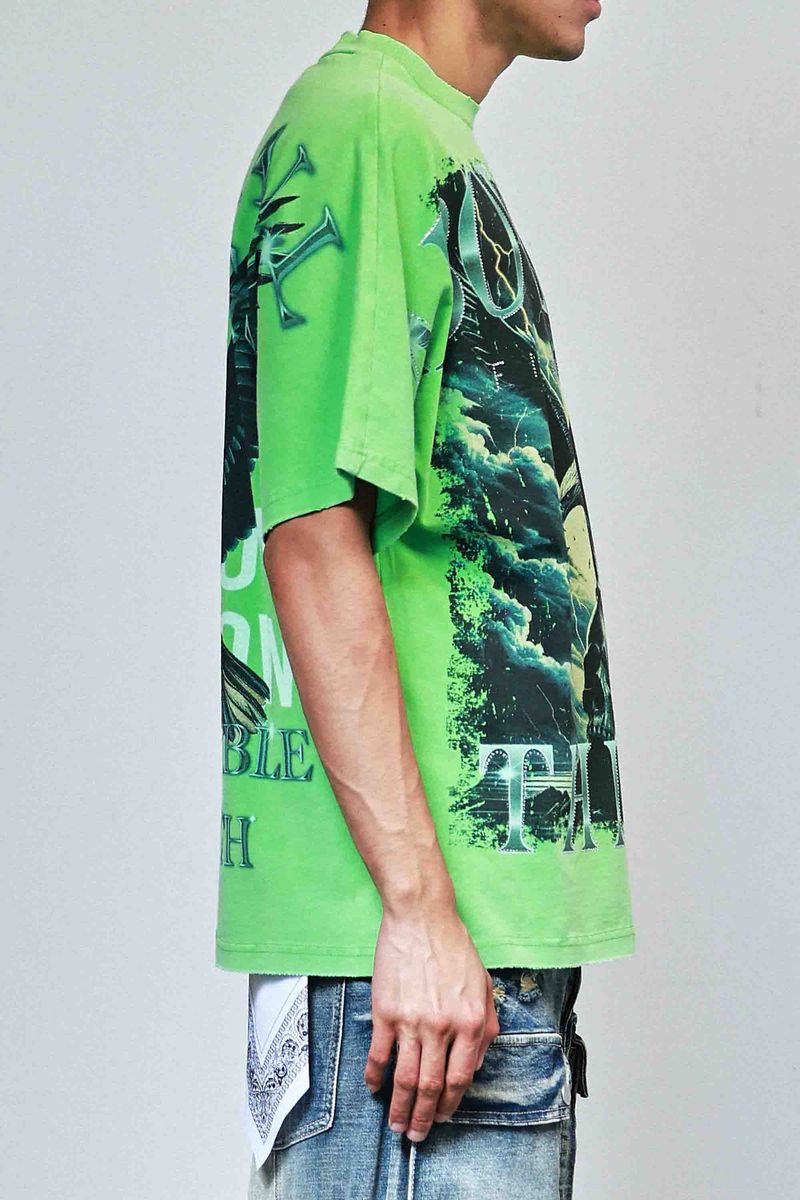 First Row Above All Things Ready To Asgent Tee Neon Green