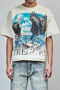 First Row Skyborne Rhinestone Crop Tee Cream