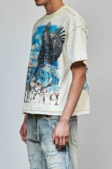 First Row Skyborne Rhinestone Crop Tee Cream