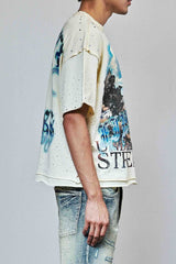 First Row Skyborne Rhinestone Crop Tee Cream