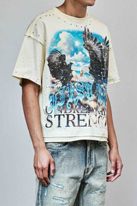 First Row Skyborne Rhinestone Crop Tee Cream