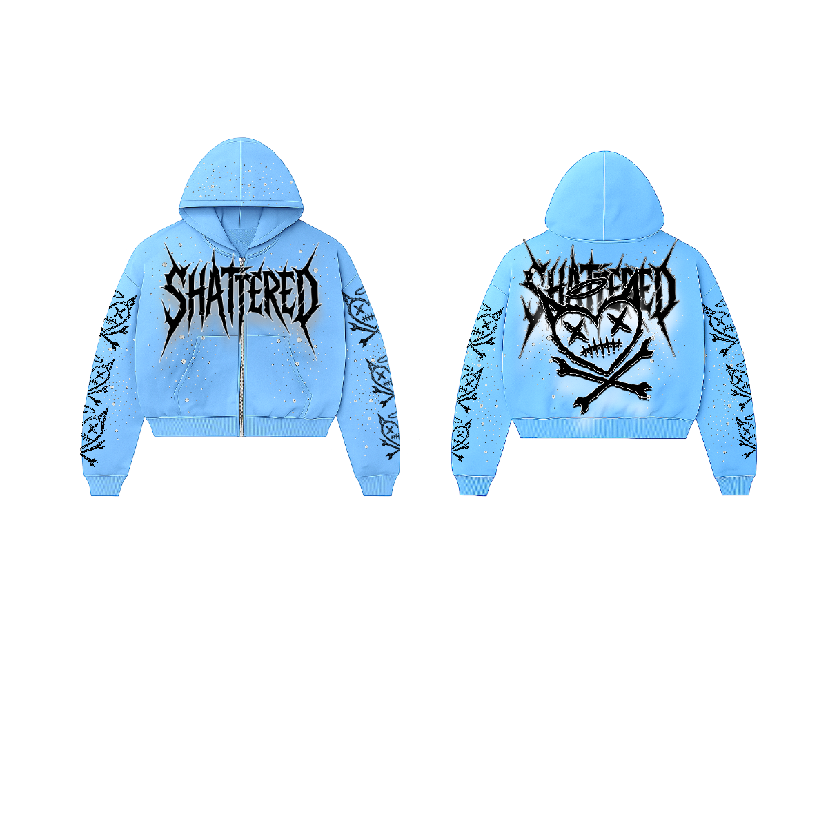 Shattered Hearts Shattered Logo Hoodie Blue