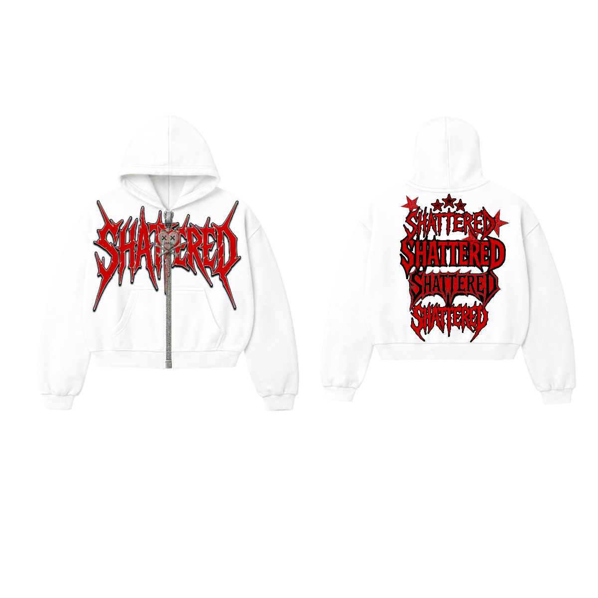 Shattered Hearts Shattered Logo Hoodie White