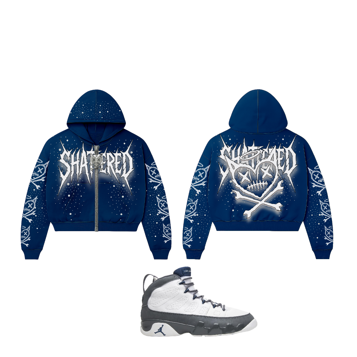 Shattered Hearts Shattered Logo Hoodie Navy