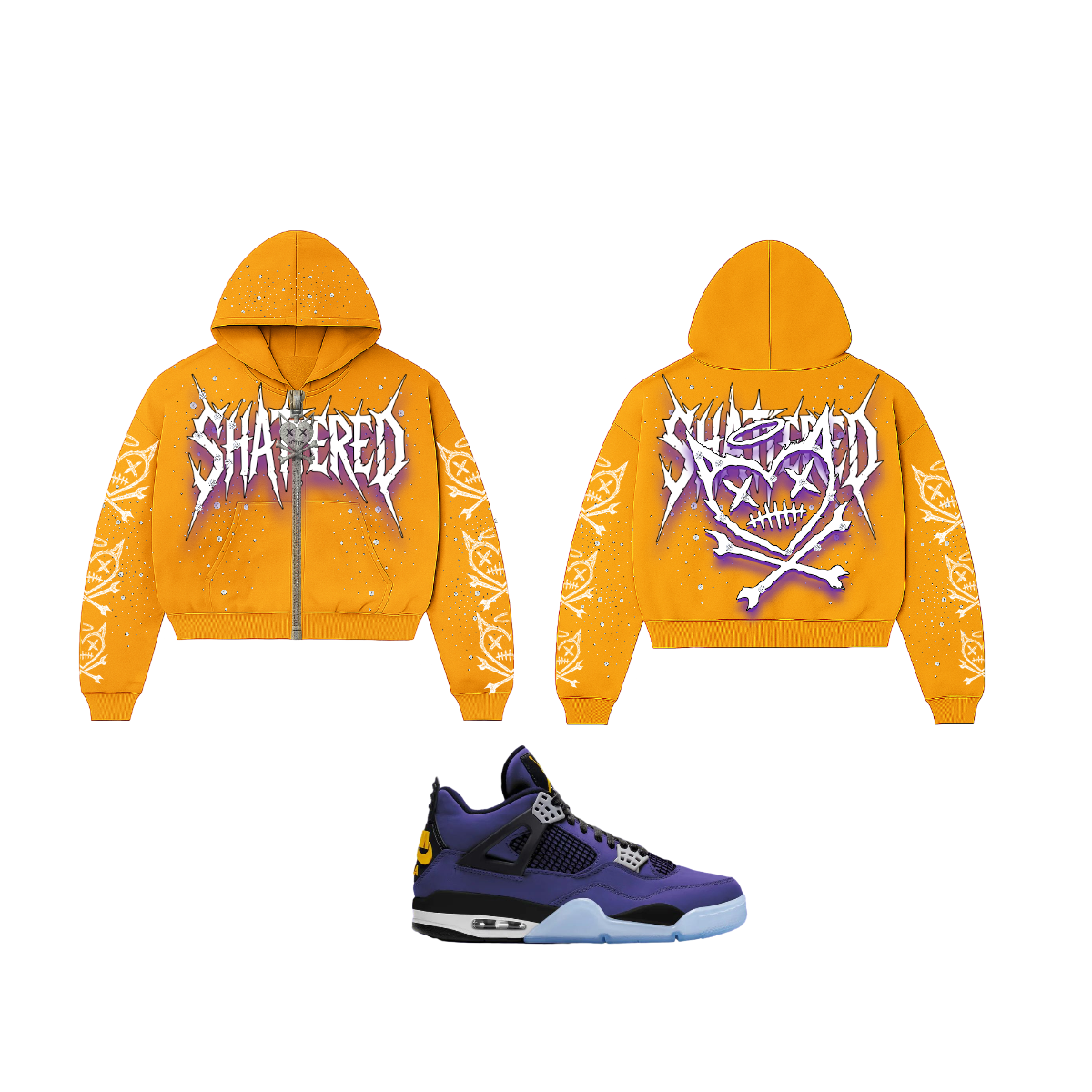 Shattered Hearts Shattered Logo Hoodie Yellow