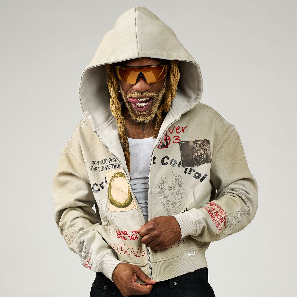 Duaa Creative Control Zip Up Hoodie Cream