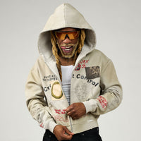 Duaa Creative Control Zip Up Hoodie Cream
