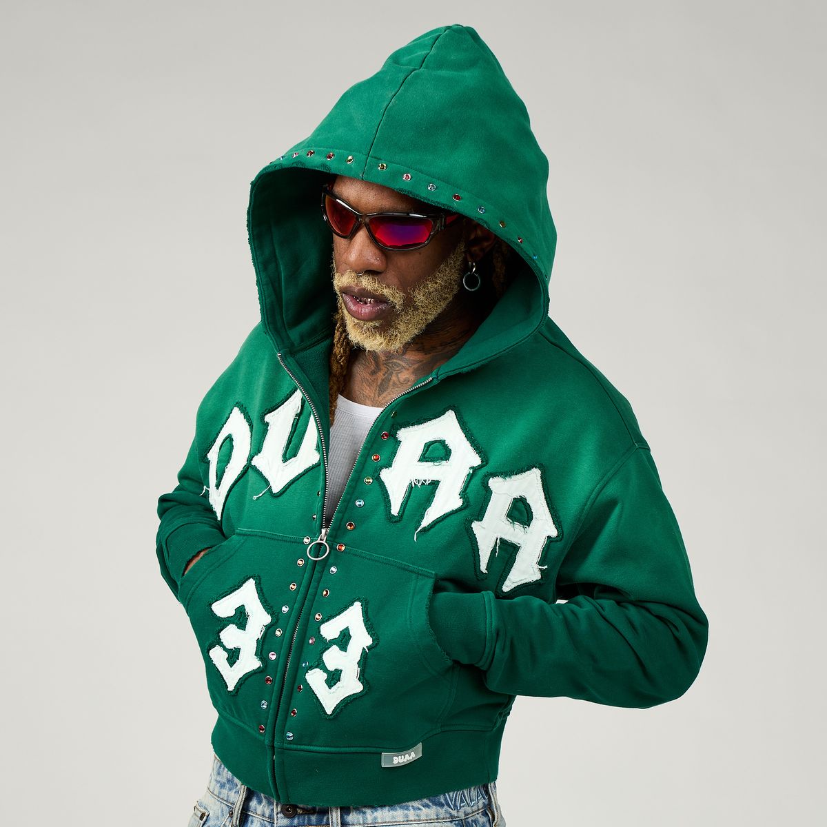 Duaa Master 33 Zip Up Hoodie Green