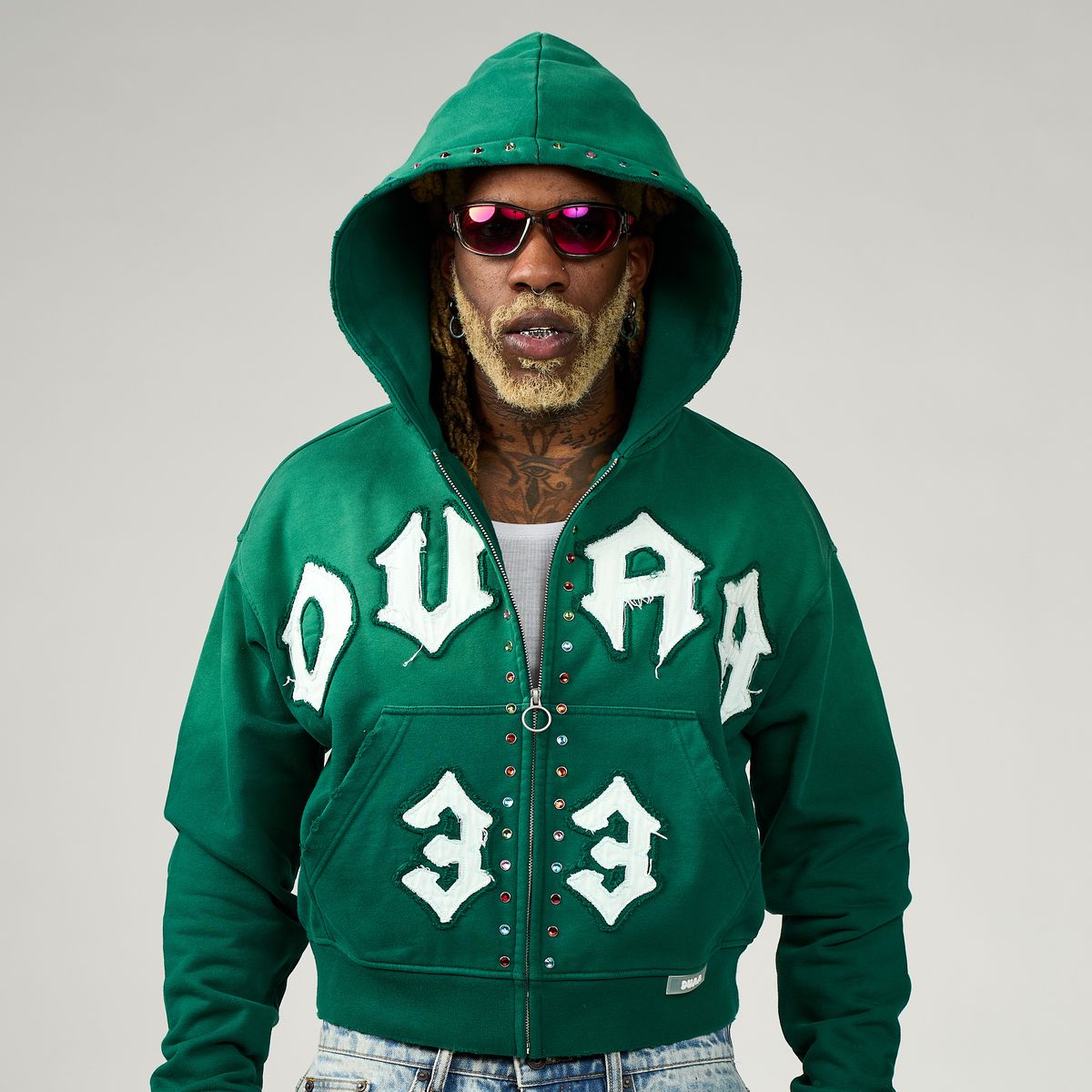 Duaa Master 33 Zip Up Hoodie Green