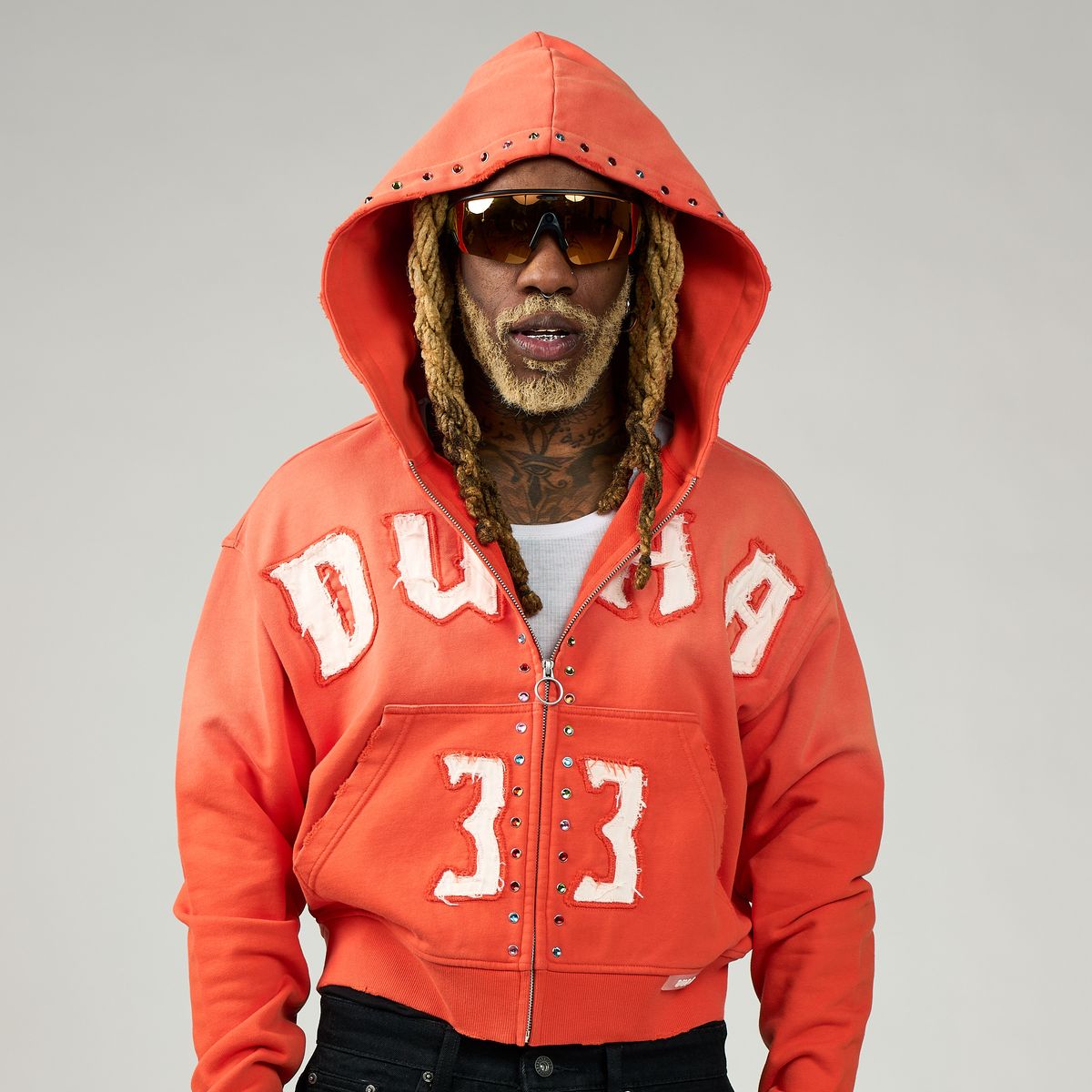 Duaa Master 33 Zip Up Hoodie Orange