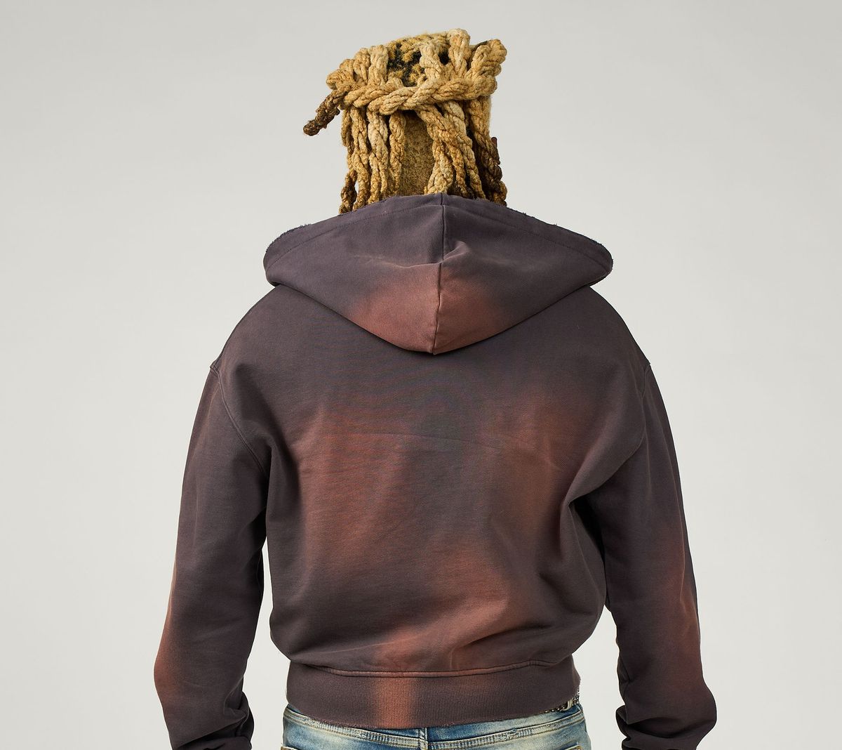 Duaa Cave Stone Zip Up Hoodie Brown