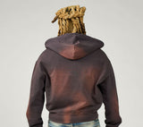 Duaa Cave Stone Zip Up Hoodie Brown
