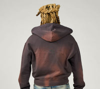 Duaa Cave Stone Zip Up Hoodie Brown