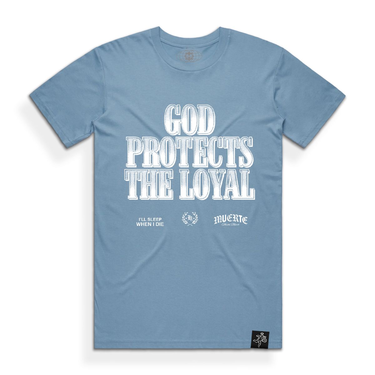 Hasta Muerte God Protect Tl Grit Tee Carolina Blue