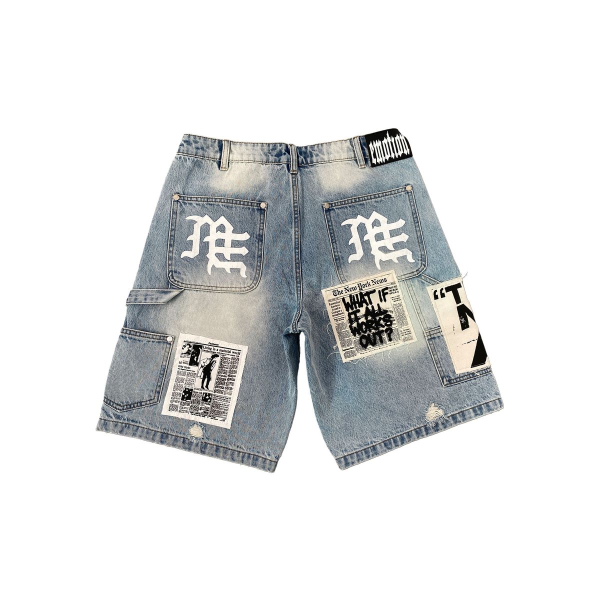 Mixed Emotion “AI” Denim Shorts Blue