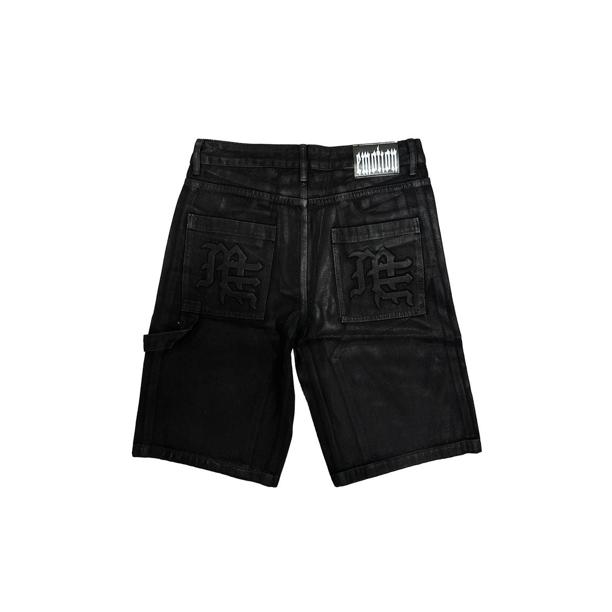 Mixed Emotion Worker Wax Denim Shorts Black
