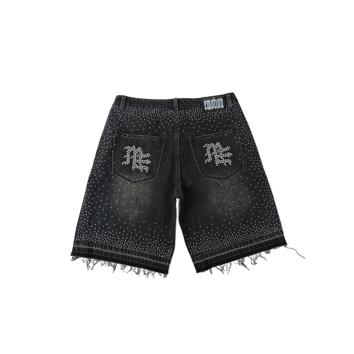 Mixed Emotion 'ME' Rhinestone Black Denim Shorts