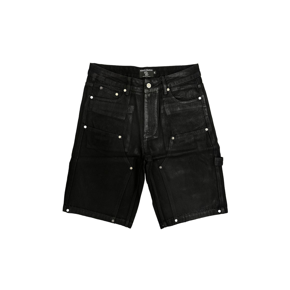Mixed Emotion Worker Wax Denim Shorts Black