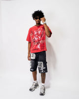 Mixed Emotion Black “AI” Denim shorts