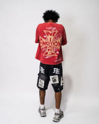 Mixed Emotion Black “AI” Denim shorts