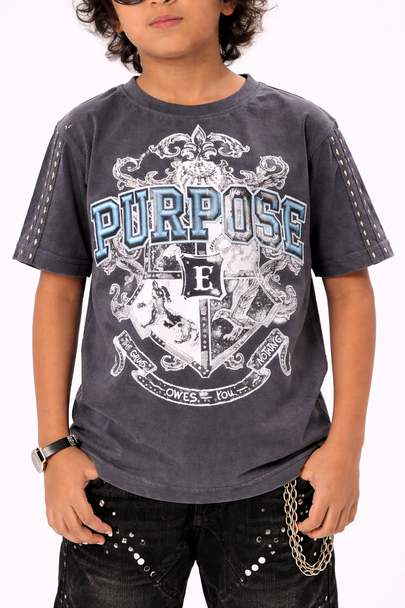 Elite denim Purpose kids Tee Grey