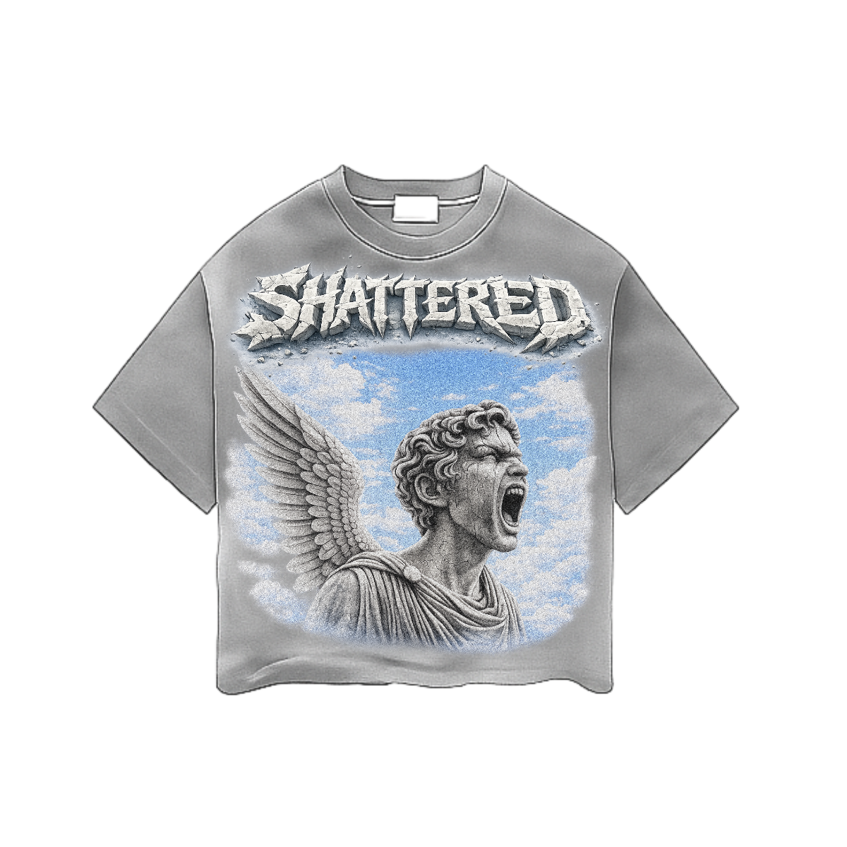 Shattered Hearts Blue Sky Tee Sky Blue Gray