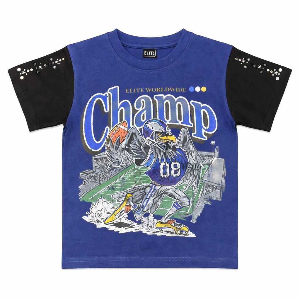 Elite Denim Kids Champ Embellished Tee Blue