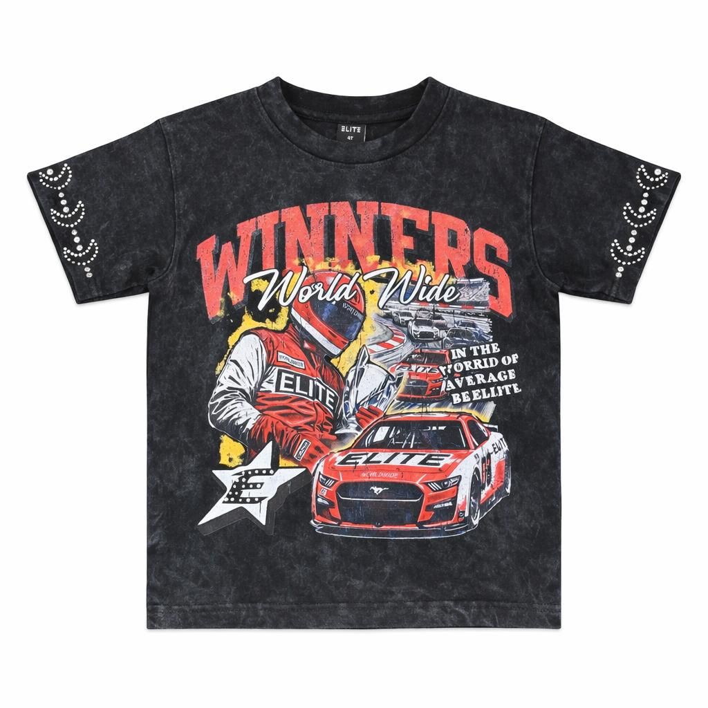 Elite Denim Kids Winners Premium Embellished Tee Black