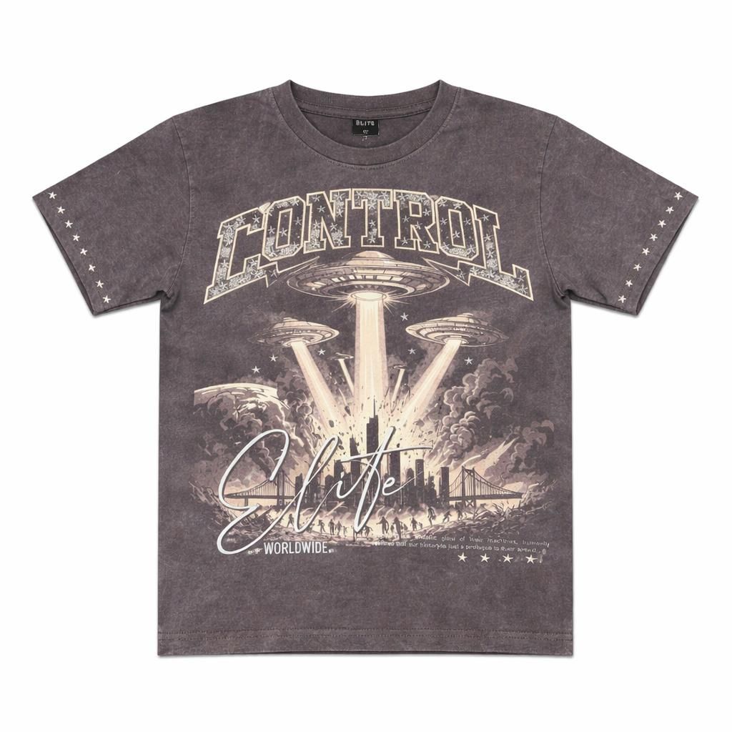 Elite Denim Kids Control Premium Embellished Tee Charcoal