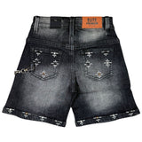 Elite Denim Kids Faded Embellished Denim Shorts Black