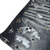 Elite Denim Kids Faded Embellished Denim Shorts Black