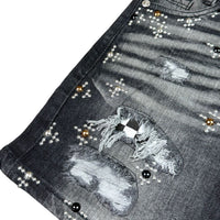 Elite Denim Kids Faded Embellished Denim Shorts Black
