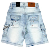 Elite Denim Kids Winners Embellished Denim Shorts Ice Wash