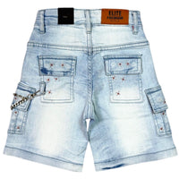 Elite Denim Kids Winners Embellished Denim Shorts Ice Wash