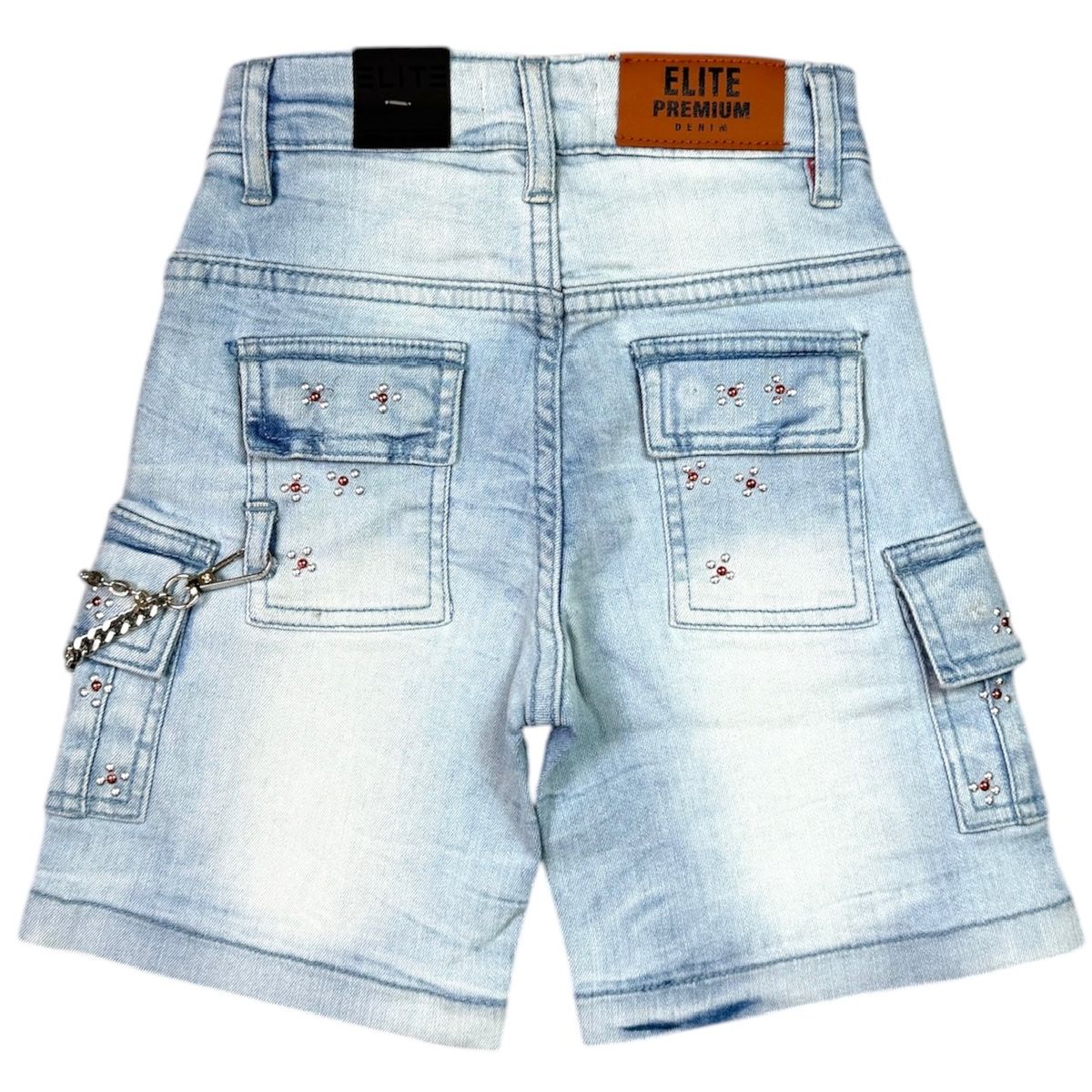 Elite Denim Kids Winners Embellished Denim Shorts Ice Wash