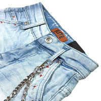 Elite Denim Kids Winners Embellished Denim Shorts Ice Wash