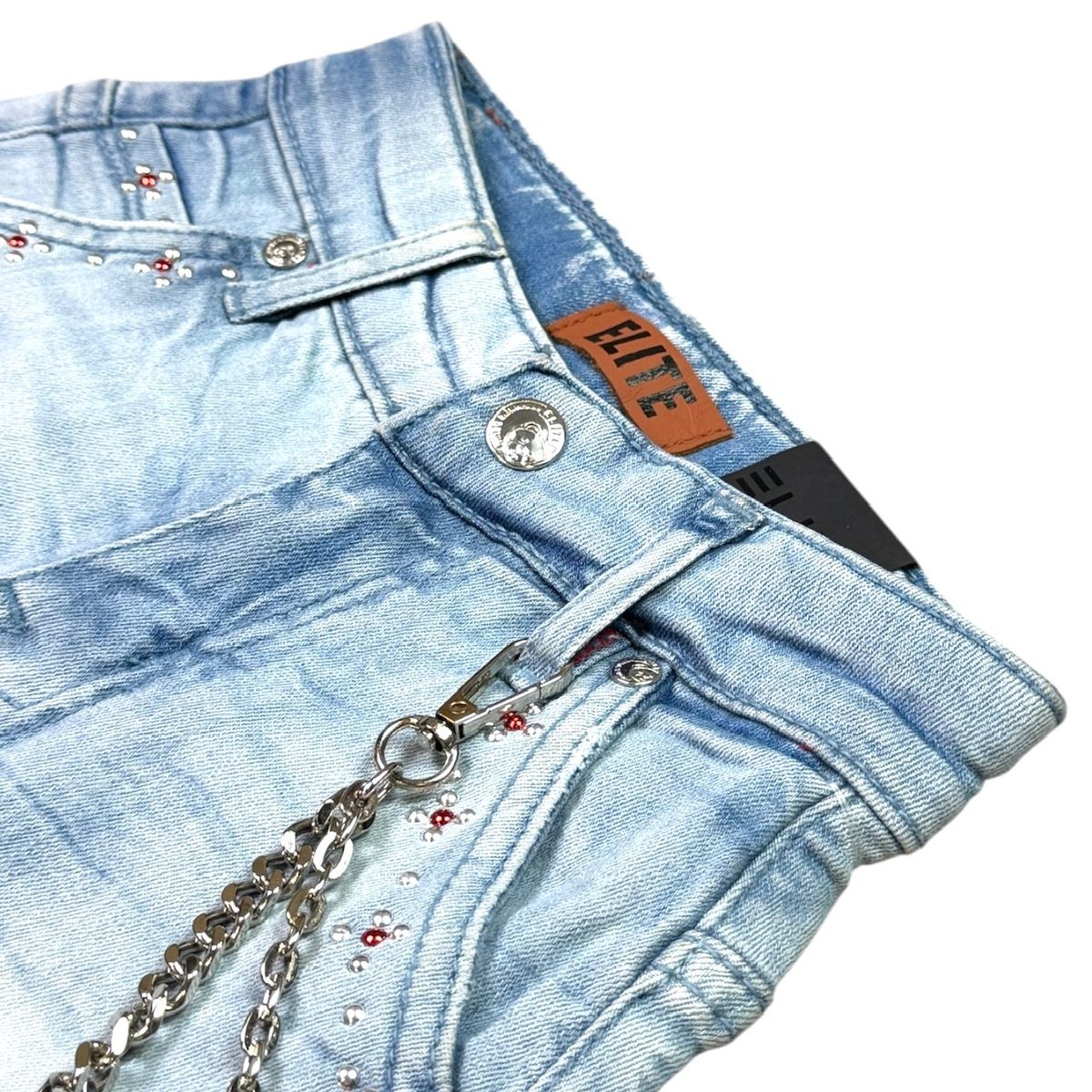 Elite Denim Kids Winners Embellished Denim Shorts Ice Wash