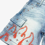 Elite Denim Kids Winners Embellished Denim Shorts Ice Wash