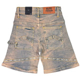 Elite Denim Kids Pyramids Embellished Denim Shorts Vintage Wash