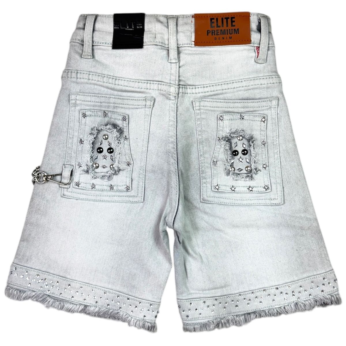 Elite Denim Kids Flint Embellished Denim Shorts Grey