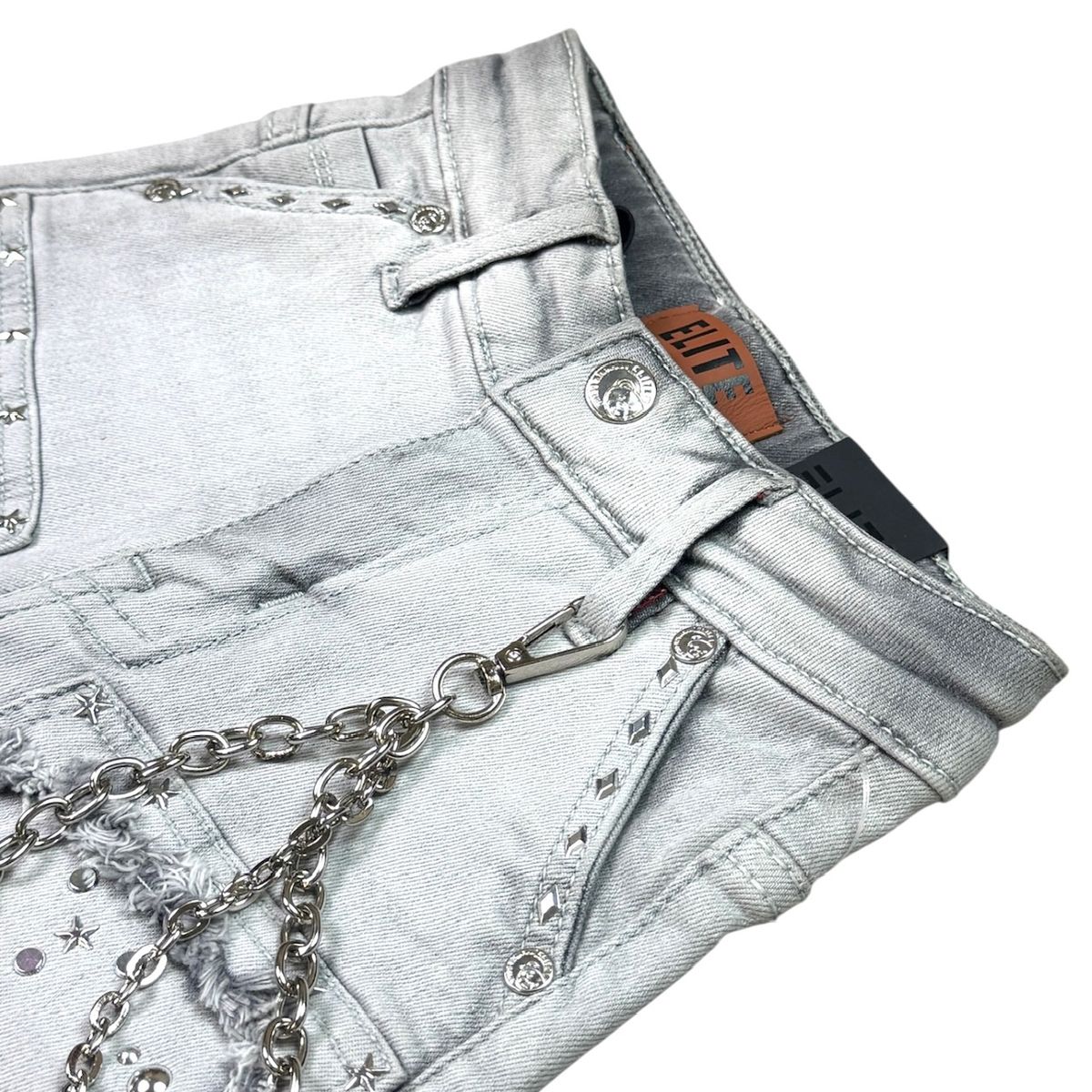 Elite Denim Kids Flint Embellished Denim Shorts Grey