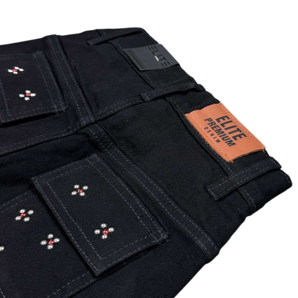 Elite Denim Kids Winners Embellished Denim Shorts Jet Black