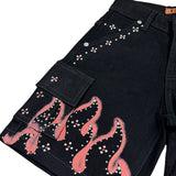 Elite Denim Kids Winners Embellished Denim Shorts Jet Black